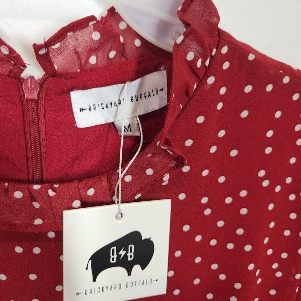NWT‎ Brickyard Buffalo Polka Dot Ruffle Dress in Red Size Medium - Picture 6 of 7